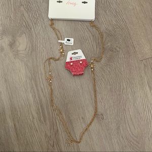 Gold necklace and earrings